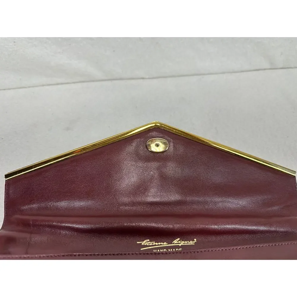 Vintage Etienne Aigner Burgundy Leather Envelope Clutch